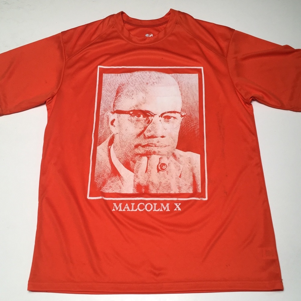 Malcolm X Orange Athletic T-Shirt By Any Means - Picture 1 of 7